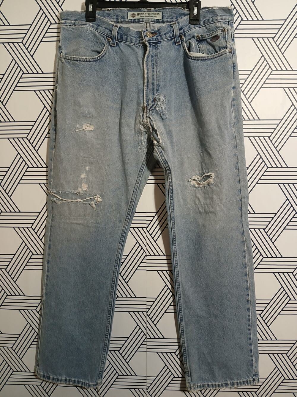 Harley Davidson Mens Super Distressed Jeans Size 38